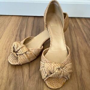 Stuart Weitzman Nude Snake Knotted Peep Toe Kitten Heel Size 6